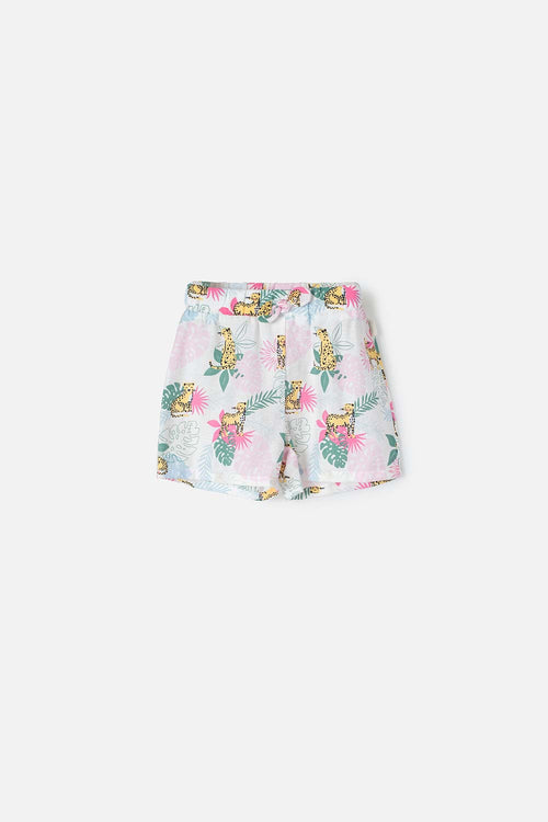 LITTLEMIC MULTICOLOR SHORTS WITH ELASTIC WAIST FOR GIRLS 2T TO 5T