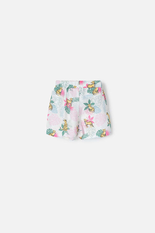 LITTLEMIC MULTICOLOR SHORTS WITH ELASTIC WAIST FOR GIRLS 2T TO 5T