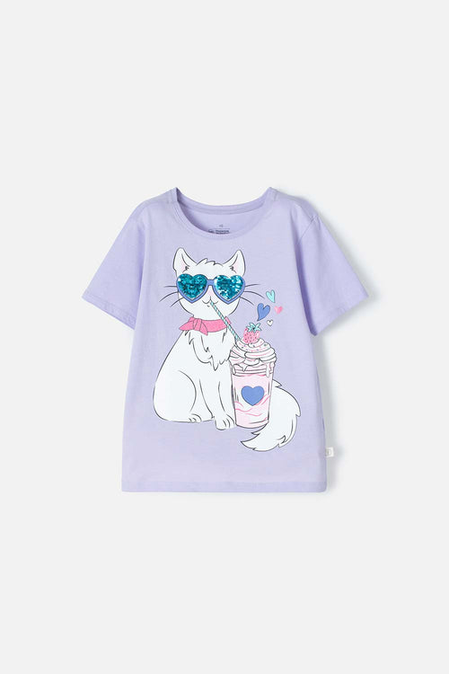 GIRL'S LILAC SHORT-SLEEVED MIK T-SHIRT