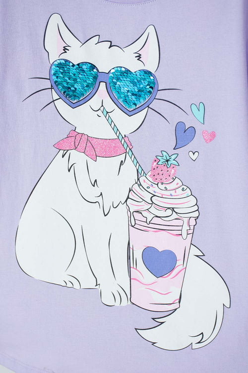 GIRL'S LILAC SHORT-SLEEVED MIK T-SHIRT