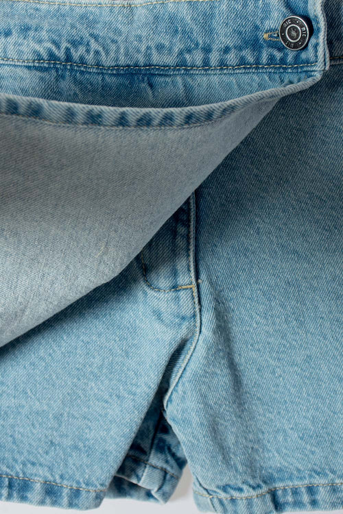 GIRL'S BLUE CORDUROY SKIRT WITH POCKETS