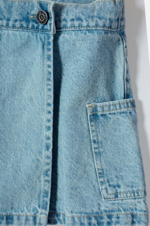 GIRL'S BLUE CORDUROY SKIRT WITH POCKETS