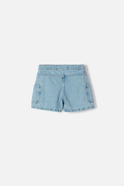FALDA DE MIC CON BOLSILLOS AZUL PARA NIÑA