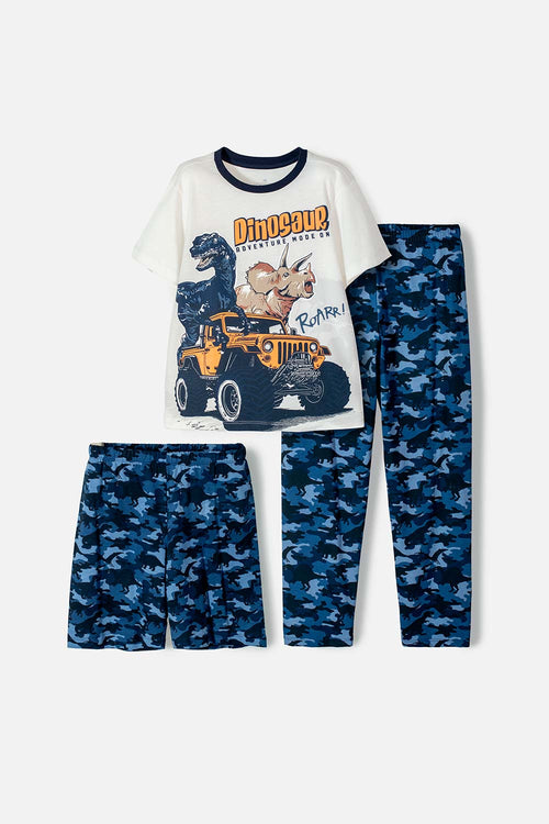 BOY'S BLUE AND IVORY LONG PANTS PAJAMA WITH MICKEY MOUSE PRINT