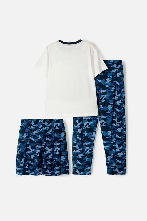 BOY'S BLUE AND IVORY LONG PANTS PAJAMA WITH MICKEY MOUSE PRINT