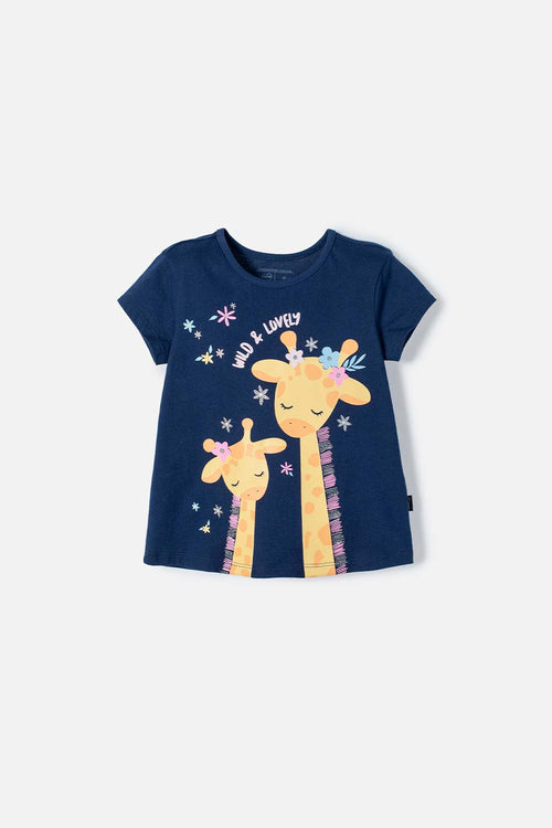 LITTLEMIC BLUE SHORT SLEEVE T-SHIRT FOR GIRLS 2T TO 5T