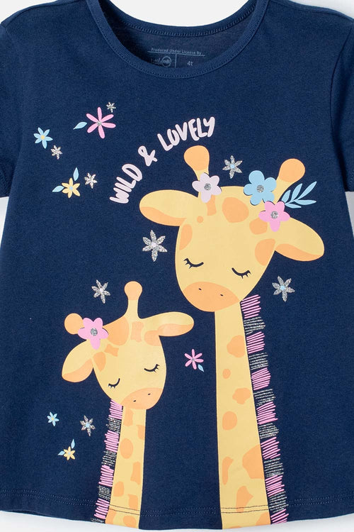 LITTLEMIC BLUE SHORT SLEEVE T-SHIRT FOR GIRLS 2T TO 5T