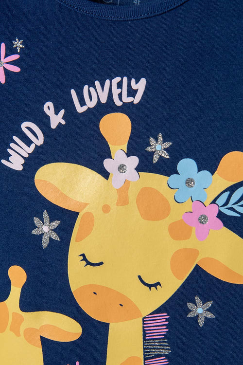 LITTLEMIC BLUE SHORT SLEEVE T-SHIRT FOR GIRLS 2T TO 5T
