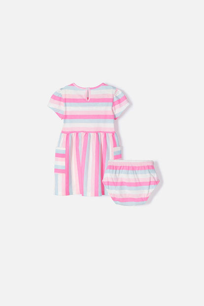 VESTIDO DE LITTLEMIC MANGA CORTA PARA BEBÉ NIÑA