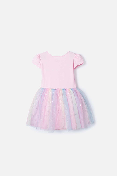 LITTLEMIC GIRLS' PINK SHORT-SLEEVE DRESS 2T TO 5T