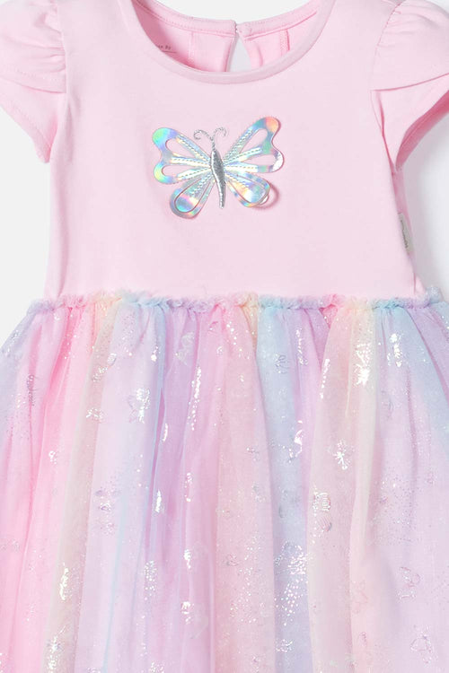 LITTLEMIC PINK SHORT SLEEVE DRESS FOR BABY GIRL