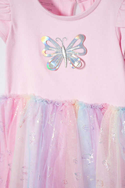 LITTLEMIC PINK SHORT SLEEVE DRESS FOR BABY GIRL