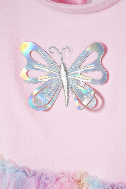 VESTIDO DE LITTLEMIC MANGA CORTA ROSADO PARA BEBÉ NIÑA