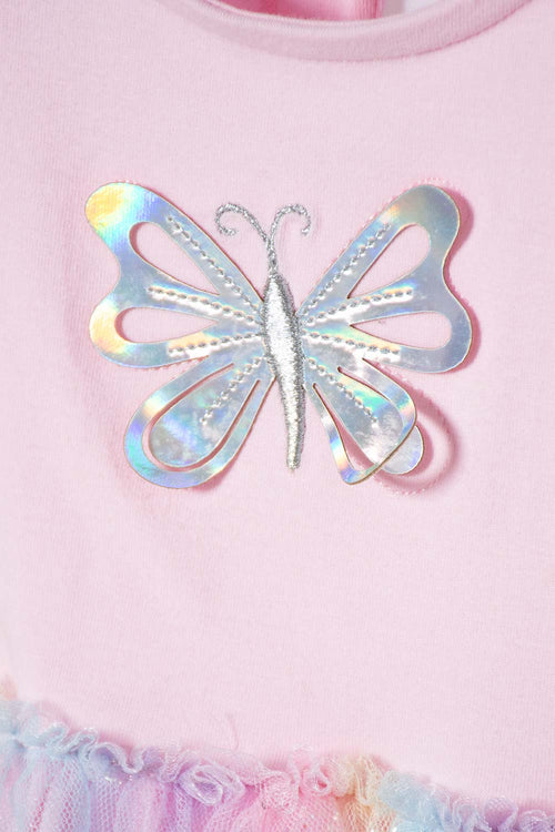 LITTLEMIC PINK SHORT SLEEVE DRESS FOR BABY GIRL