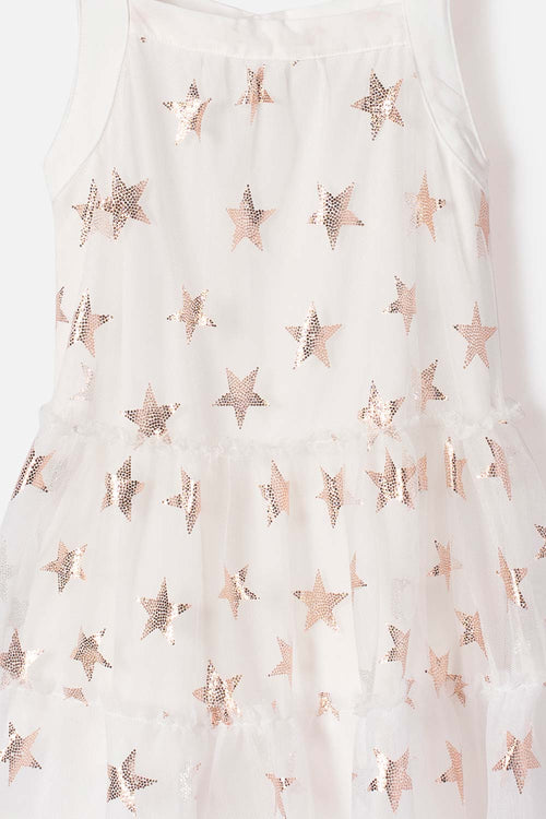 LITTLEMIC SLEEVELESS DRESS OFF-WHITE FOR GIRLS 2T TO 5T