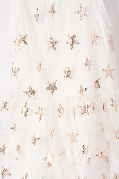 VESTIDO DE LITTLEMIC MANGA SISA CRUDO PARA NIÑA 2T A 5T