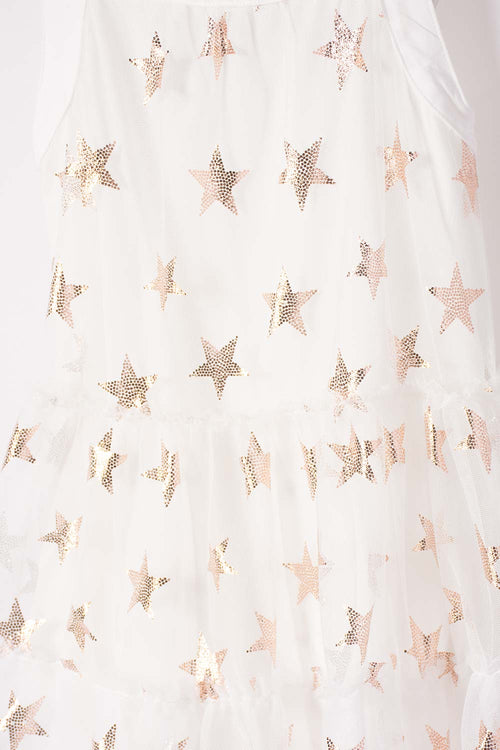 LITTLEMIC SLEEVELESS DRESS OFF-WHITE FOR GIRLS 2T TO 5T