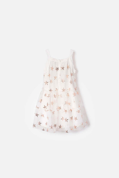 VESTIDO DE LITTLEMIC MANGA SISA CRUDO PARA NIÑA 2T A 5T