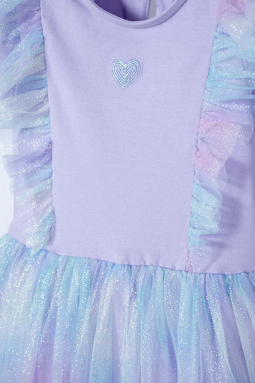 LITTLEMIC DRESS WITH PURPLE TULLE FOR GIRLS 2T TO 5T