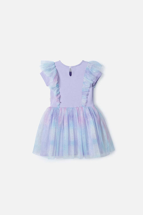 LITTLEMIC DRESS WITH PURPLE TULLE FOR GIRLS 2T TO 5T
