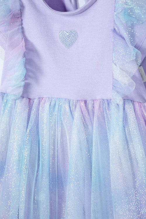 LITTLEMIC SHORT SLEEVE LAVENDER DRESS FOR BABY GIRL