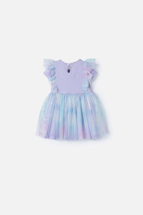 LITTLEMIC SHORT SLEEVE LAVENDER DRESS FOR BABY GIRL