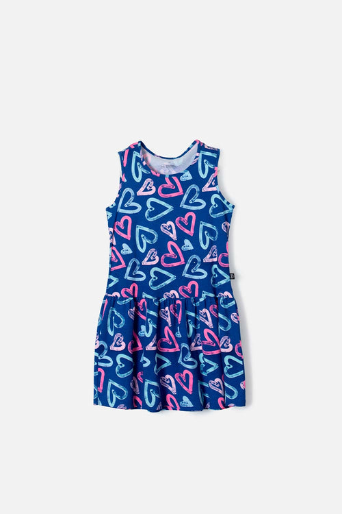 GIRL'S SLEEVELESS MULTICOLOR MIC DRESS