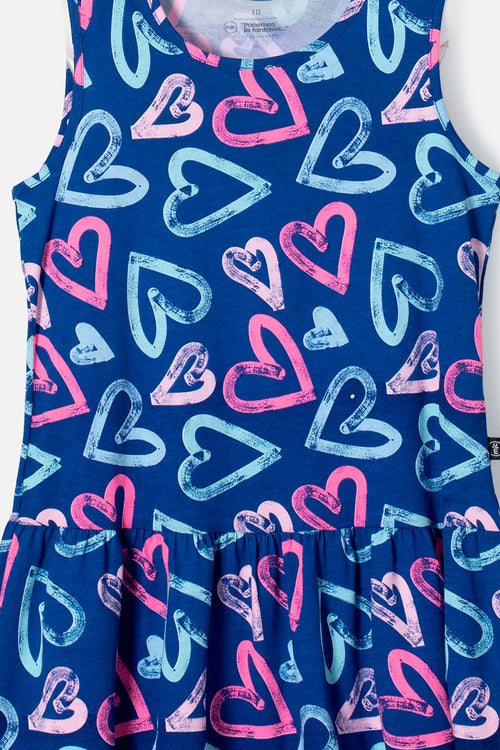 GIRL'S SLEEVELESS MULTICOLOR MIC DRESS
