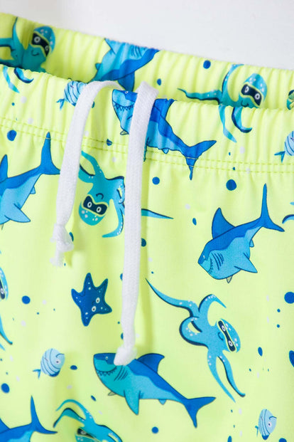 CONJUNTO DE BAÑO DE LITTLEMIC MANGA LARGA AZUL Y VERDE PARA NIÑO 2T A 6T