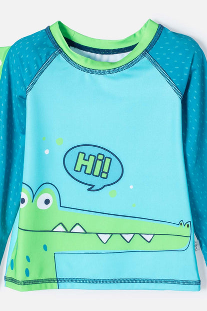 LITTLEMIC LONG SLEEVE GREEN BATHING SUIT FOR BOY 2T TO 5T