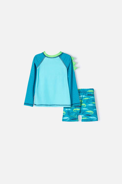 LITTLEMIC LONG SLEEVE GREEN BATHING SUIT FOR BOY 2T TO 5T