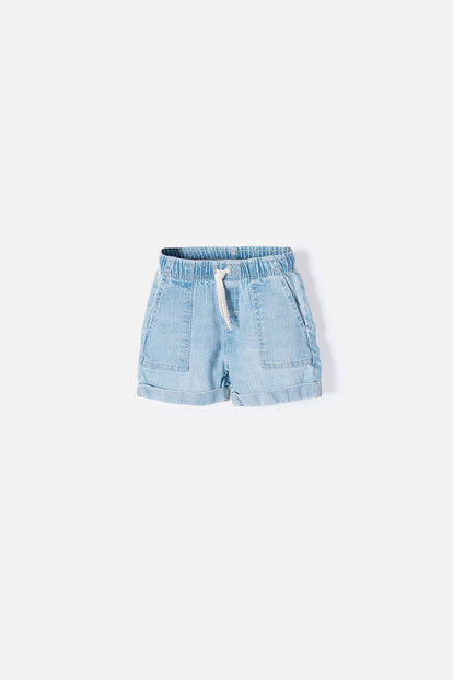 LITTLEMIC BLUE DRAWSTRING SHORTS FOR GIRLS 2T TO 5T