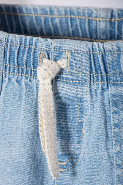 LITTLEMIC BLUE DRAWSTRING SHORTS FOR GIRLS 2T TO 5T
