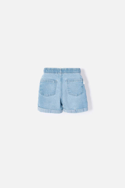 LITTLEMIC BLUE DRAWSTRING SHORTS FOR GIRLS 2T TO 5T