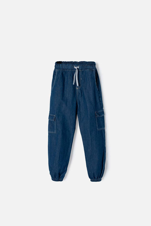 GIRL'S BLUE DRAWSTRING MIC JOGGERS