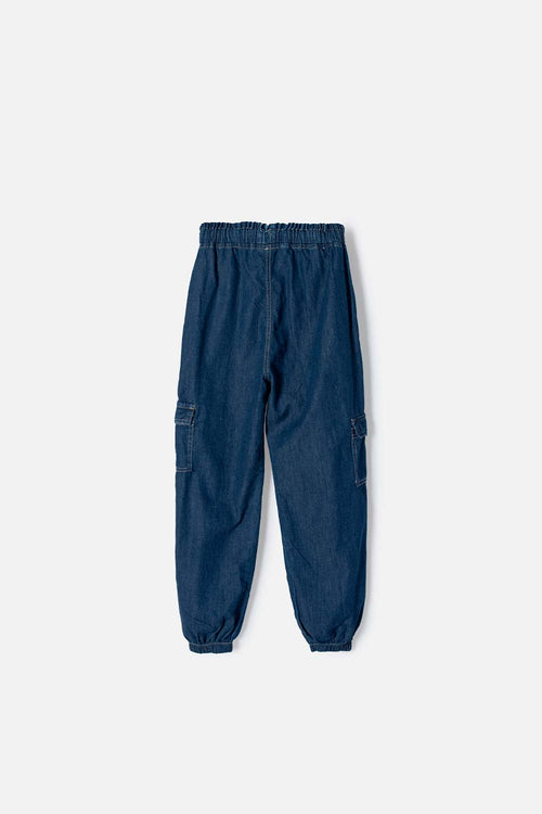 GIRL'S BLUE DRAWSTRING MIC JOGGERS