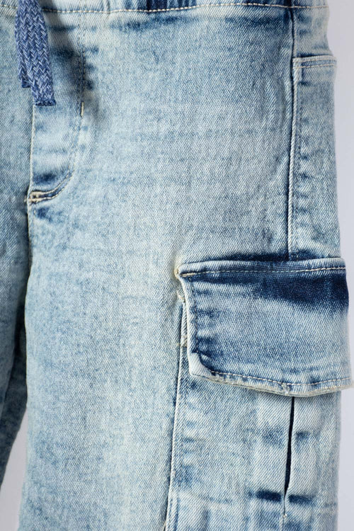LITTLEMIC BLUE DRAWSTRING BERMUDA SHORTS FOR BOYS 2T TO 5T