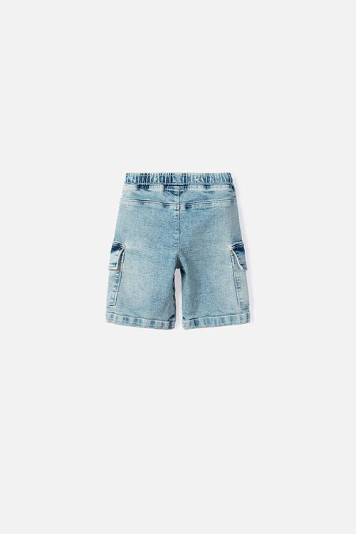 LITTLEMIC BLUE DRAWSTRING BERMUDA SHORTS FOR BOYS 2T TO 5T