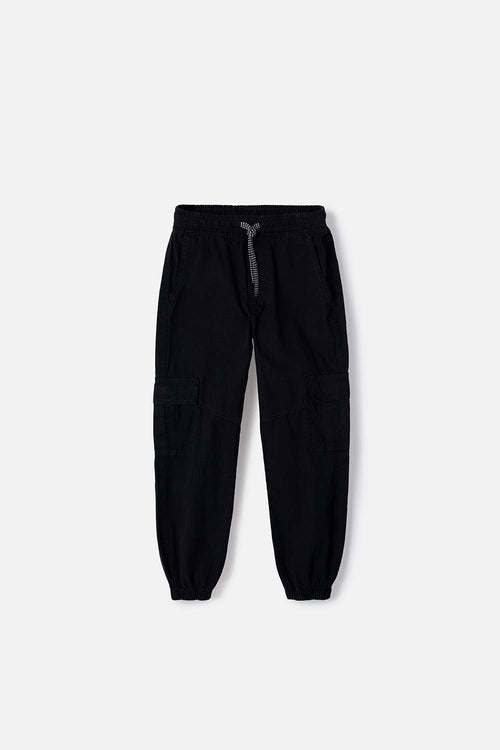 BOYS' BLACK DRAWSTRING FLEECE JOGGERS