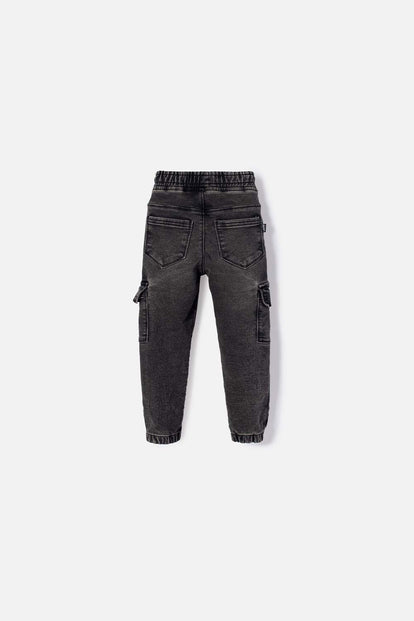 JOGGER DE LITTLEMIC CON BOLSILLOS NEGRO PARA NIÑO 2T A 5T