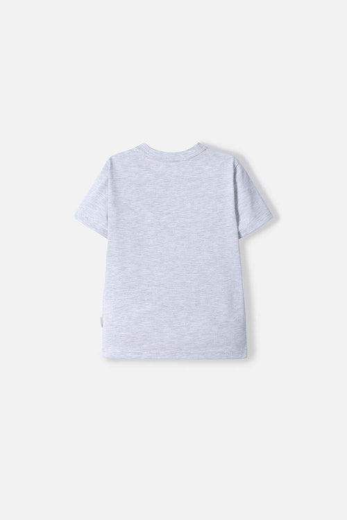 LITTLEMIC GREY SHORT-SLEEVED T-SHIRT FOR BOYS 2T TO 5T