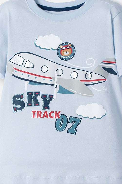 LITTLEMIC LIGHT BLUE SHORT SLEEVE T-SHIRT FOR BOYS 2T TO 5T