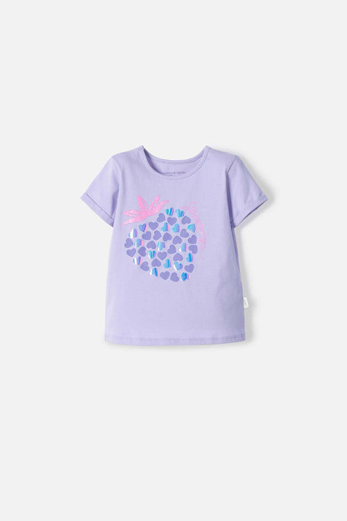 LITTLEMIC SHORT SLEEVE LAVENDER T-SHIRT FOR GIRLS 2T TO 5T