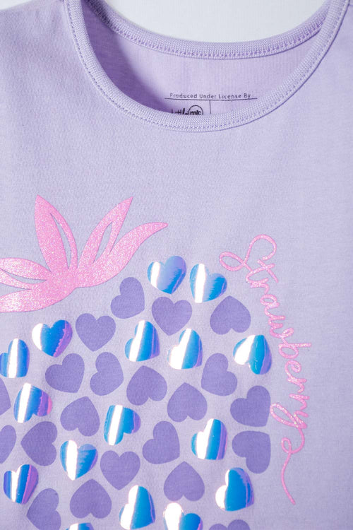 LITTLEMIC SHORT SLEEVE LAVENDER T-SHIRT FOR GIRLS 2T TO 5T