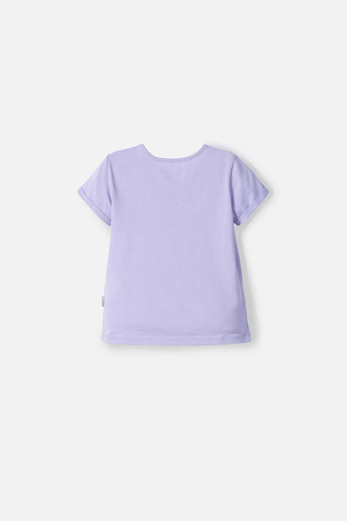 LITTLEMIC SHORT SLEEVE LAVENDER T-SHIRT FOR GIRLS 2T TO 5T