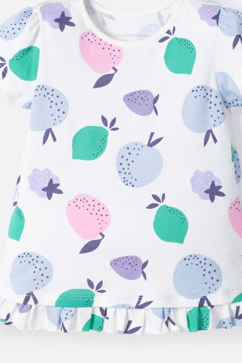 LITTLEMIC GIRLS' IVORY SHORT-SLEEVED T-SHIRT 2T TO 5T