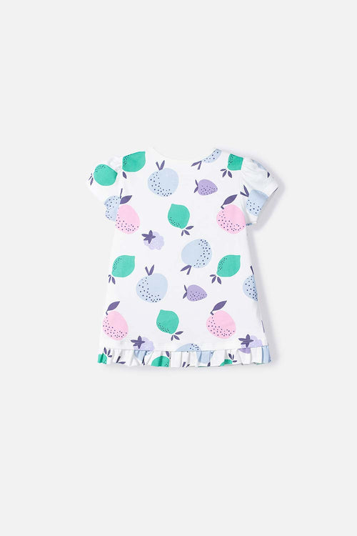 LITTLEMIC GIRLS' IVORY SHORT-SLEEVED T-SHIRT 2T TO 5T