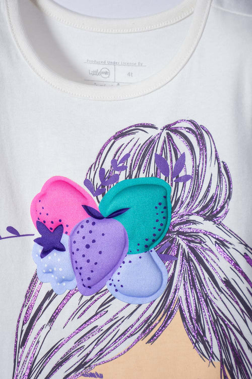 LITTLEMIC IVORY SHORT SLEEVE T-SHIRT FOR GIRL 2T TO 5T