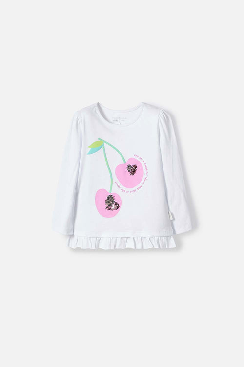 LITTLEMIC WHITE LONG-SLEEVE T-SHIRT FOR GIRLS 2T TO 5T