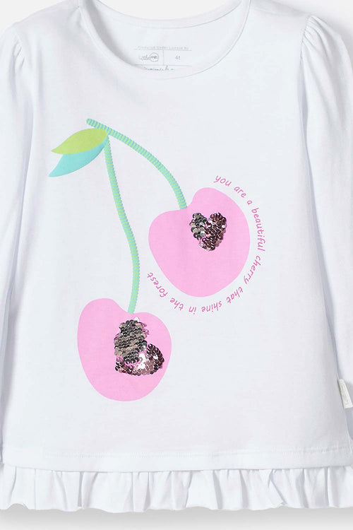 LITTLEMIC WHITE LONG-SLEEVE T-SHIRT FOR GIRLS 2T TO 5T